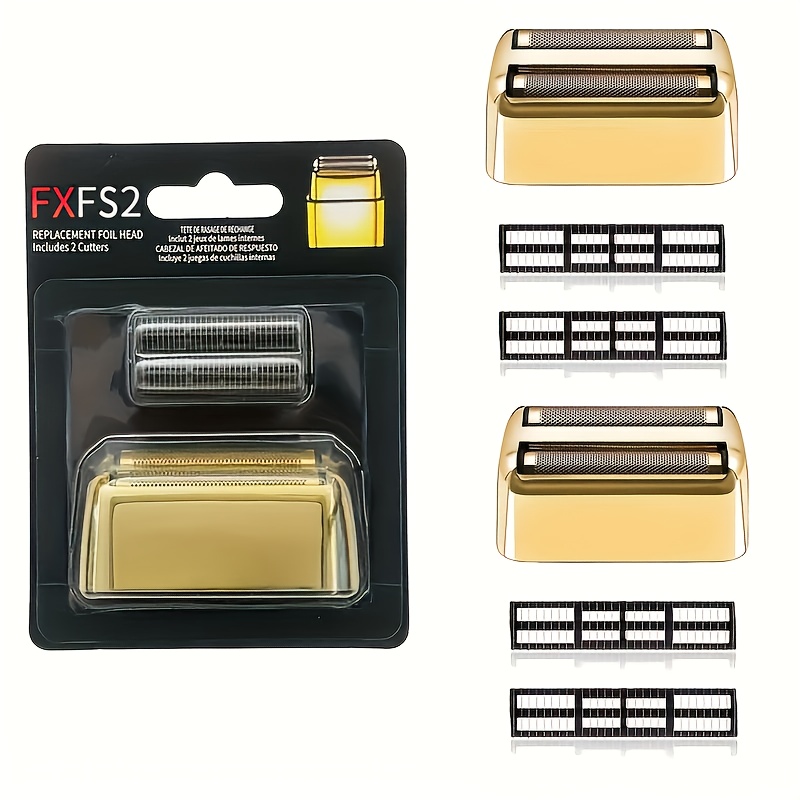 TEMU 2025new Set Of 2 Professional Replacement Foils And Cutters For The Double Foil Shaver, Compatible With The Fxfs2 Shaver ( In Black, Golden, And