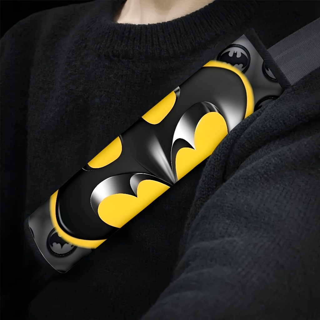TEMU . 1pc Smooth Belt Protector | Black Yellow Batman Logo - Shoulder Pad, Backpack Shoulder Guard, Soft Protective Pad, Durable Material, Accessory
