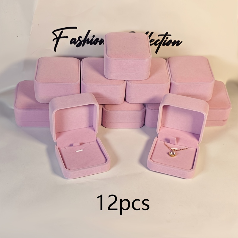 TEMU 12pcs Velvet Couple's Necklace Box Jewelry Box, High-end Elegant Jewelry Storage Box, Mother's Day Valentine's Day Gift Box, Premium Velvet