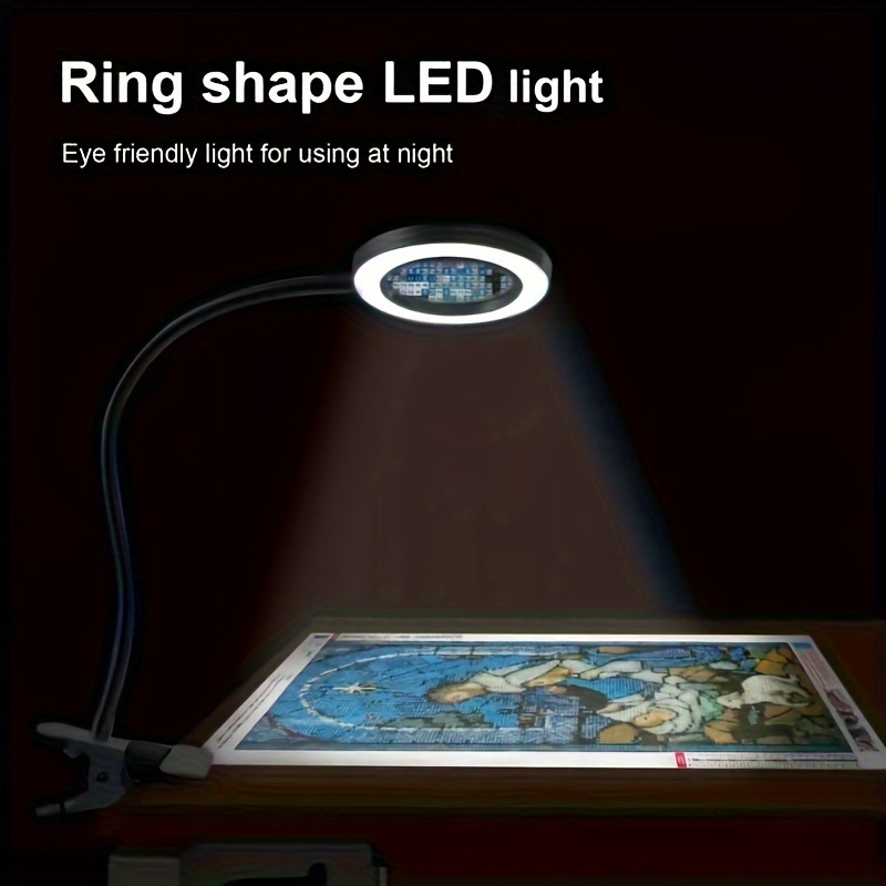 led table lamp eye protection students learn to read manicure facial tattoo eyebrow embroidery selfie supplement light magnifying glass desktop clip lamp details 5