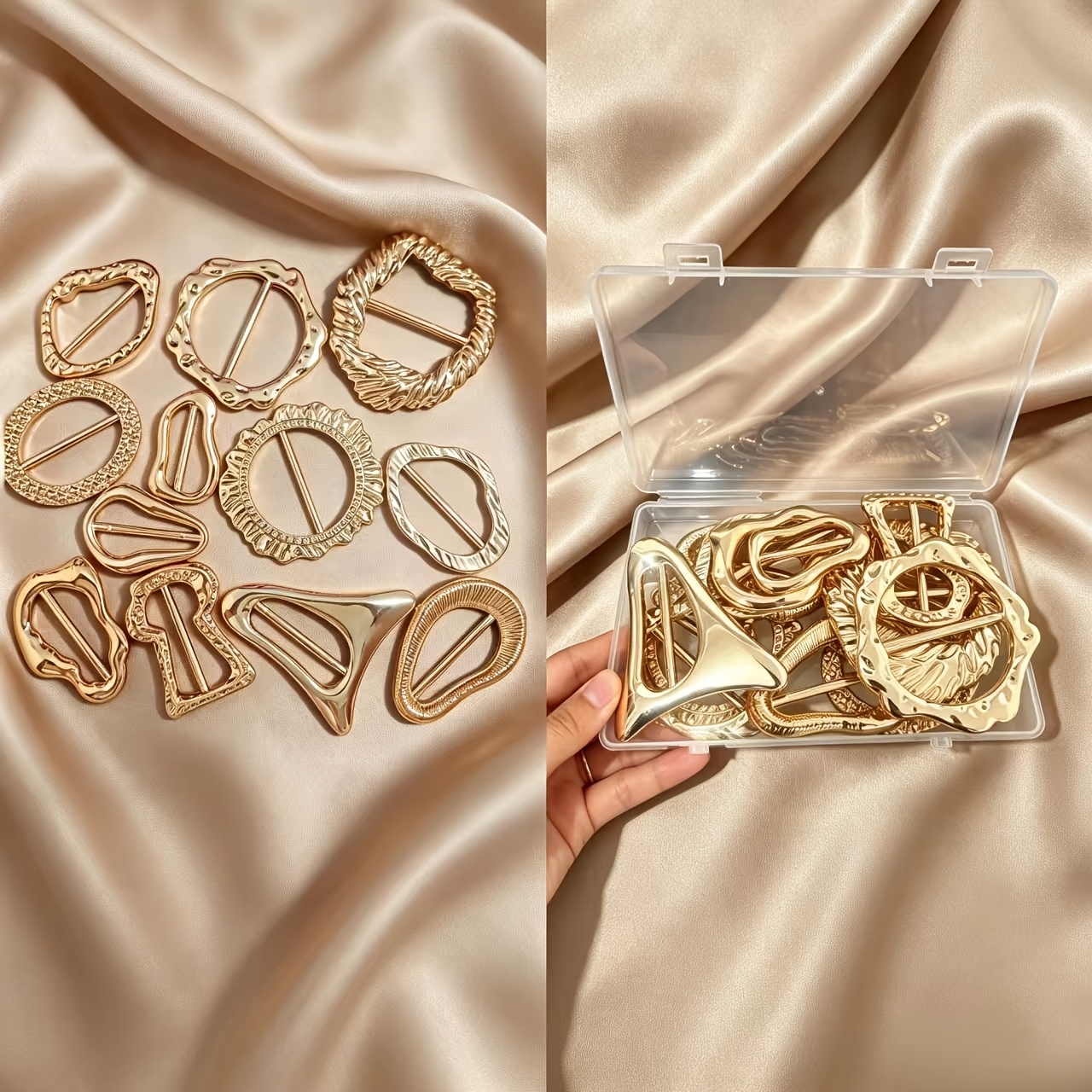 TEMU 12pcs Anillos para bufanda irregular para mujer, clips para bufanda huecos fáciles, sujetadores decorativos para chal, clips de moda para