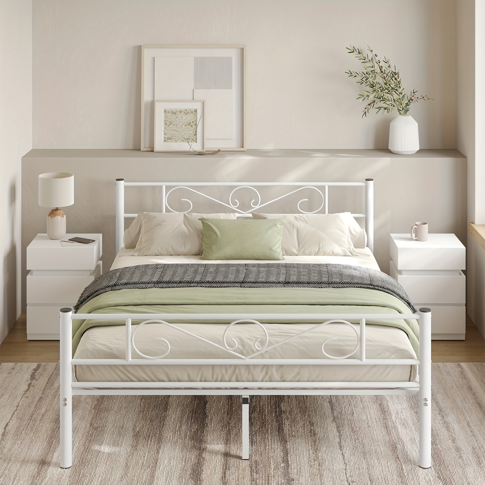 Double Bed Structure Metal Slat Bed For 160 X 200cm Mattresses For Easy Assembly For Small Spaces