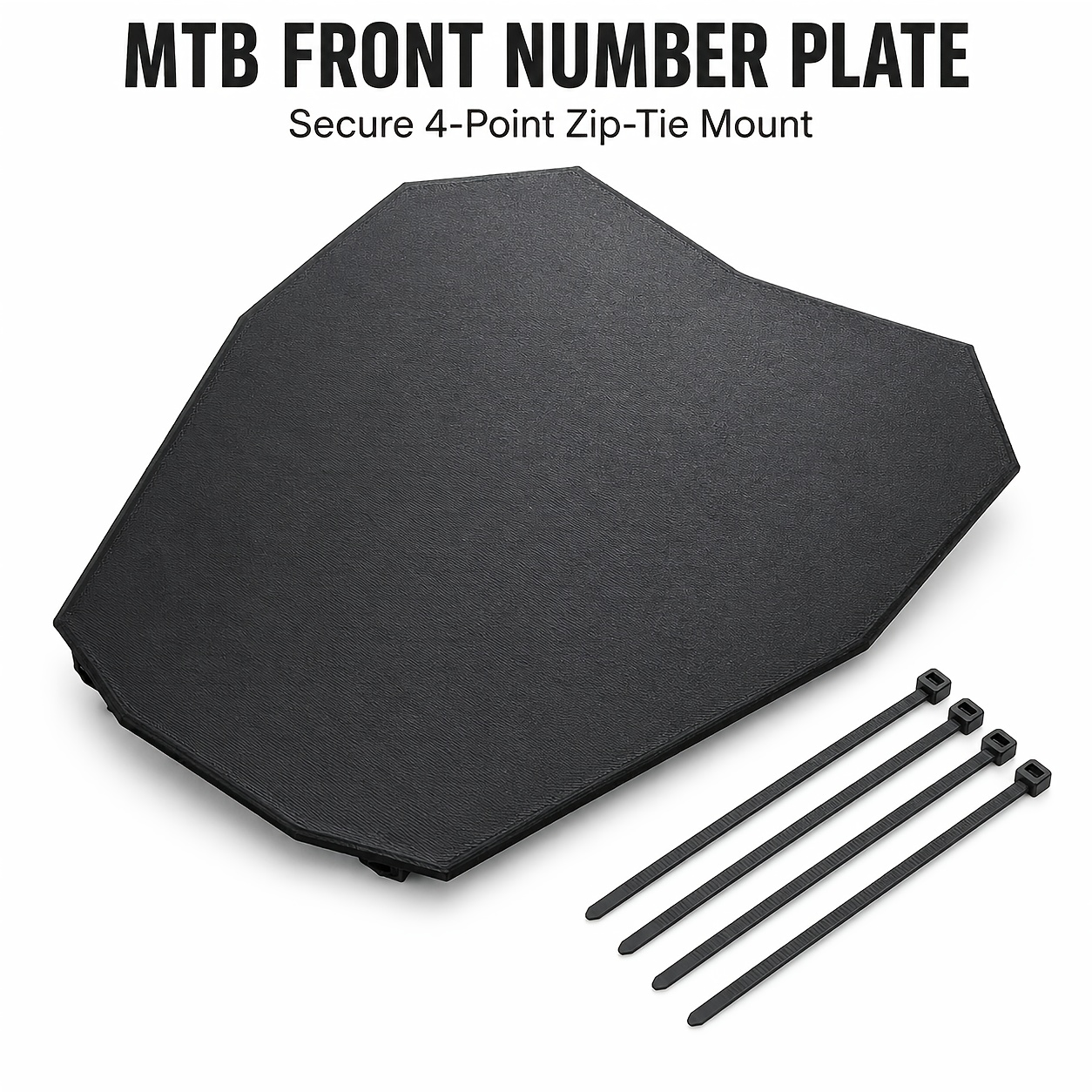 TEMU 1pc 3d-printed Mountain Bike Front Number Plate With 4 Zip Ties, Blank Race Number Plate For Mtb And Bmx Bikes, , Cycling Accessory