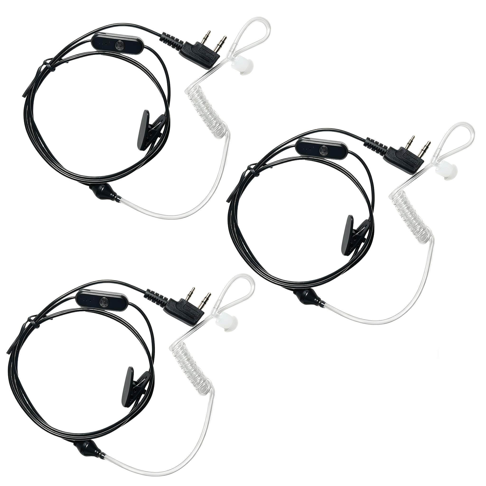 TEMU Auricolare a tubo acustico da 3 pezzi con microfono PTT compatibile con Baofeng BF-F8HP/BF-888S, /5R, Kenwood TK-208/TK-360G/TK3230/TK-3160,