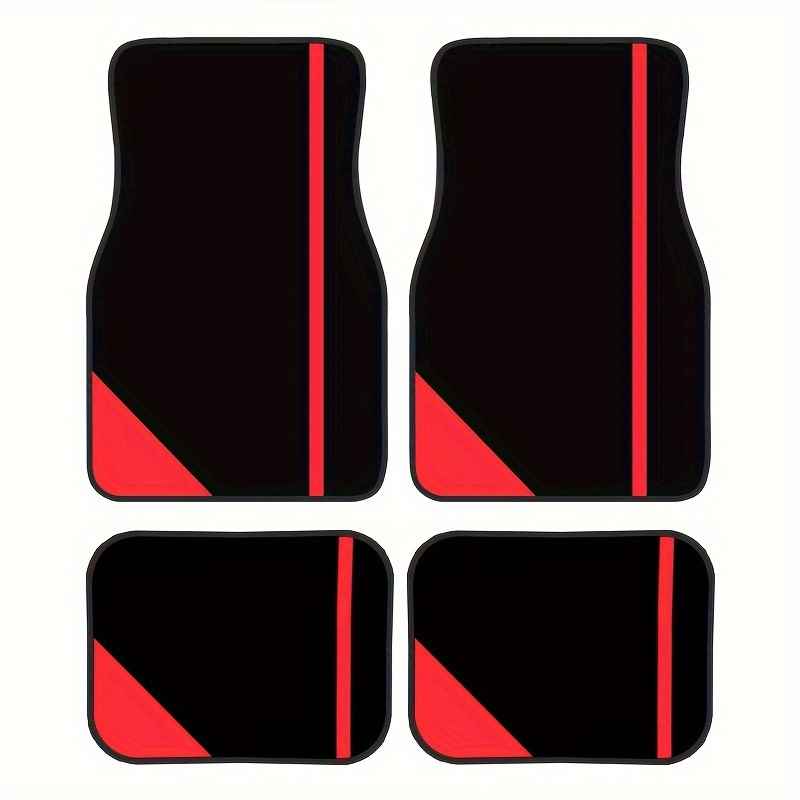 

4pcs Car Floor Mats With Red Stripe Design - Absorbent, Non-slip & Washable For All Seasons - Perfect For Cars, Suvs & More - Ideal Gift For Men & Women Floor Mats For Vehicles Car Floor Mats Full Set