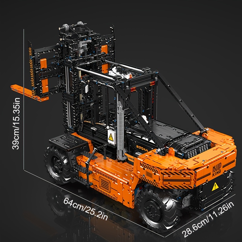 Image of [without ] Mk17044m Rc Shelf Lifted Truck Block Kit, Moc Heavy-duty Forklift Truck Building Blocks Assembly Brick 4579pcs Bricks Model.