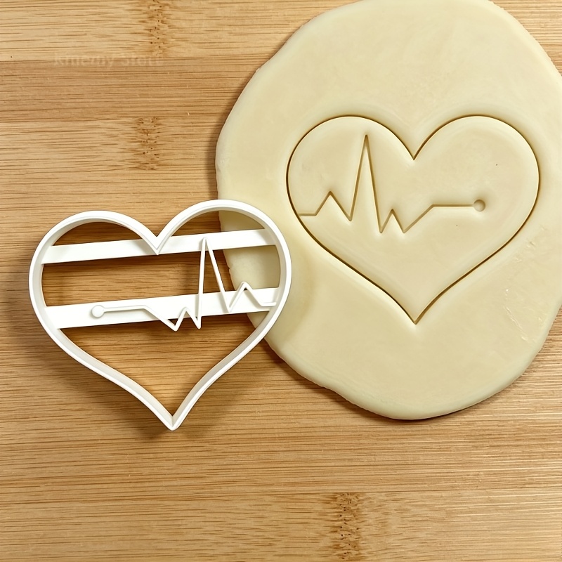 Heartbeat Medical Theme Cookie Cutter, 3d Cartoon Ecg Cookie Stamp, Fondant Embossing Mold Baking Tool