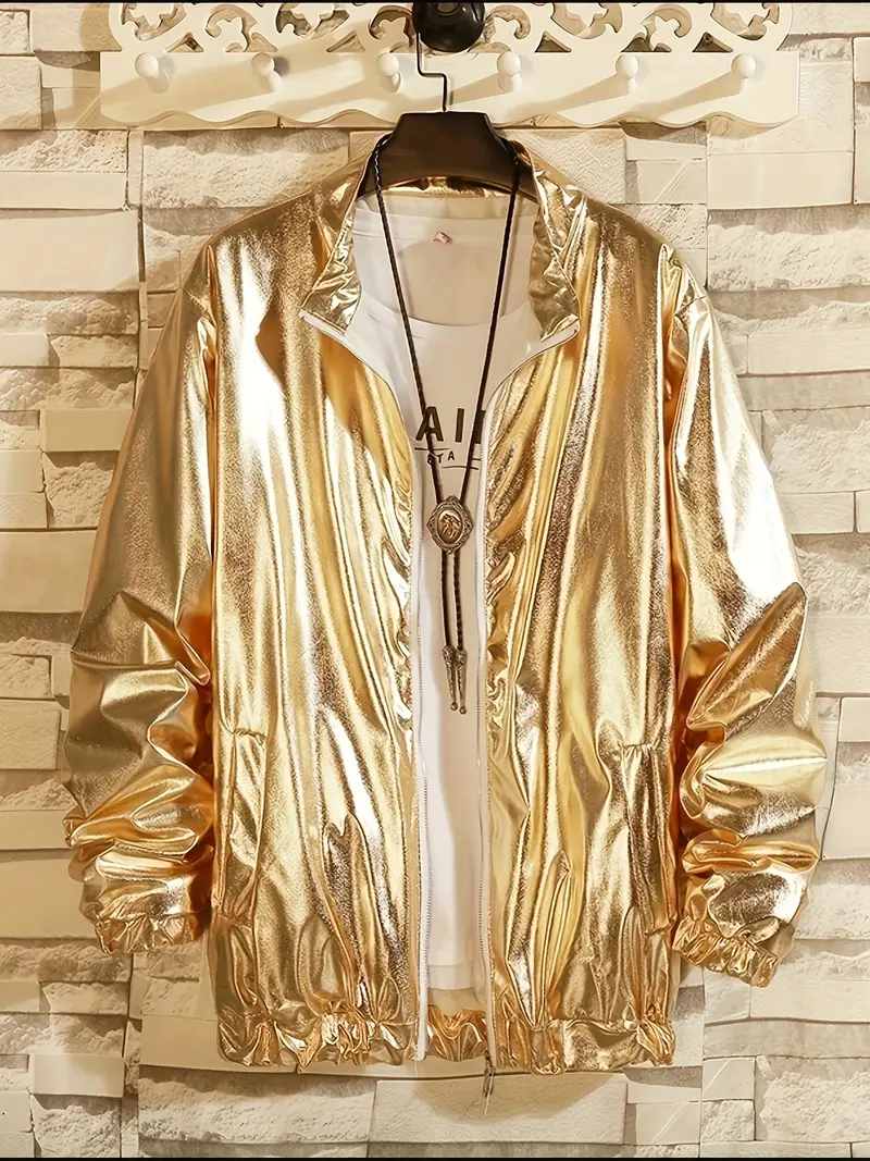 mens solid jacket with pockets stand collar slim fit zip up long sleeve outwear for party wedding details 9
