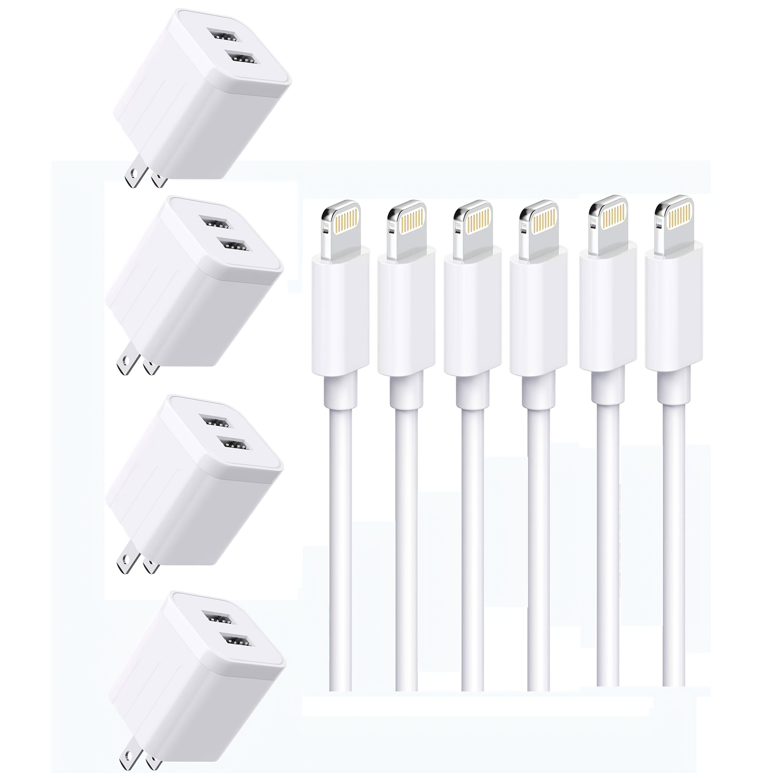 

For Iphone 2.1a Fast Charging Charger Double Usb Plug, Mfi Certified Cable (6ft) With Fast Charging Data Sync Cords For Iphone 12/11/8/7/6/pro/xs Max/x And More-white