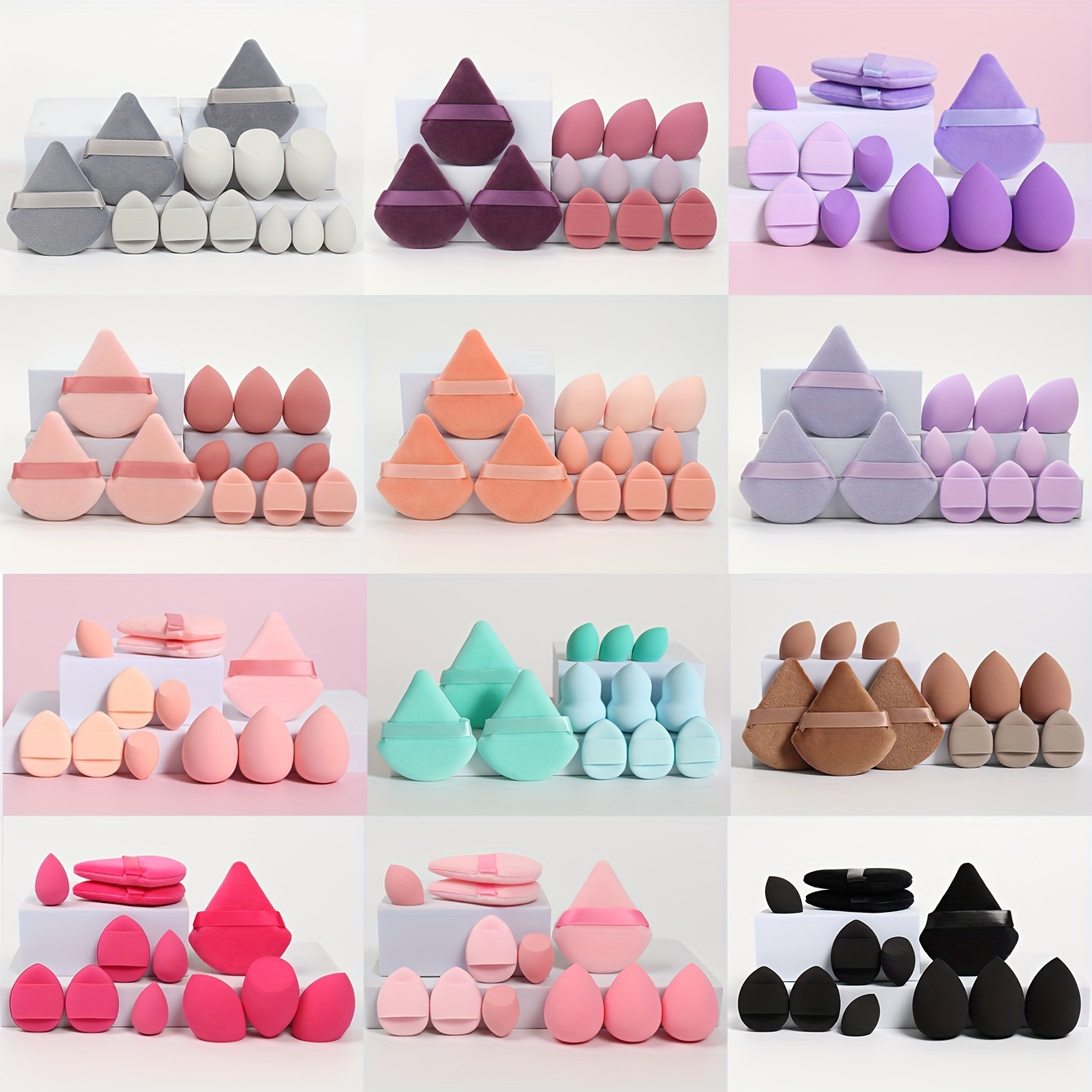 

12pcs Makeup Sponge Set - -free, Dual-use For Application, Ultra- Blending Sponges For Mixing, Includes & Beauty Blenders