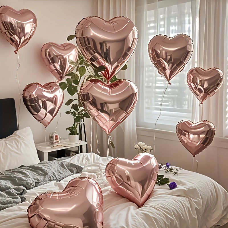 Image of 12pcs Golden -shaped Aluminum Foil Balloons, 10 Inches For Romantic Celebrations, Weddings, Engagements, Anniversaries, Valentine's Day, Birthday Party Decorations, Wedding Party Decorations