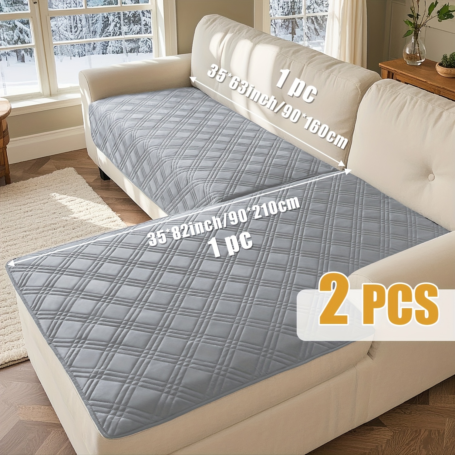TEMU 2 piezas/set cojín de sofá con diseño geométrico, protector de L para sofás, lavable a máquina y fácil de limpiar, para mascotas, ideal para