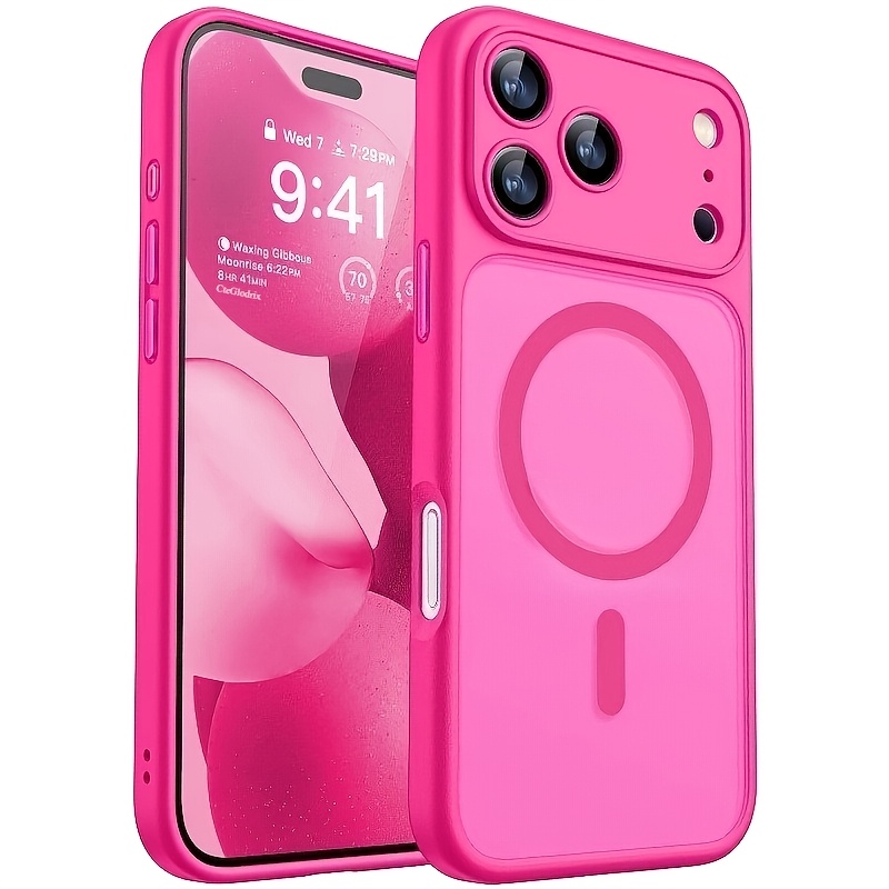 TEMU Custodia per telefono: CteGlodrix Custodia magnetica satinata semitrasparente compatibile con iPhone 17, Air, 16, 15, 14, 13, 12 Pro Max, 16