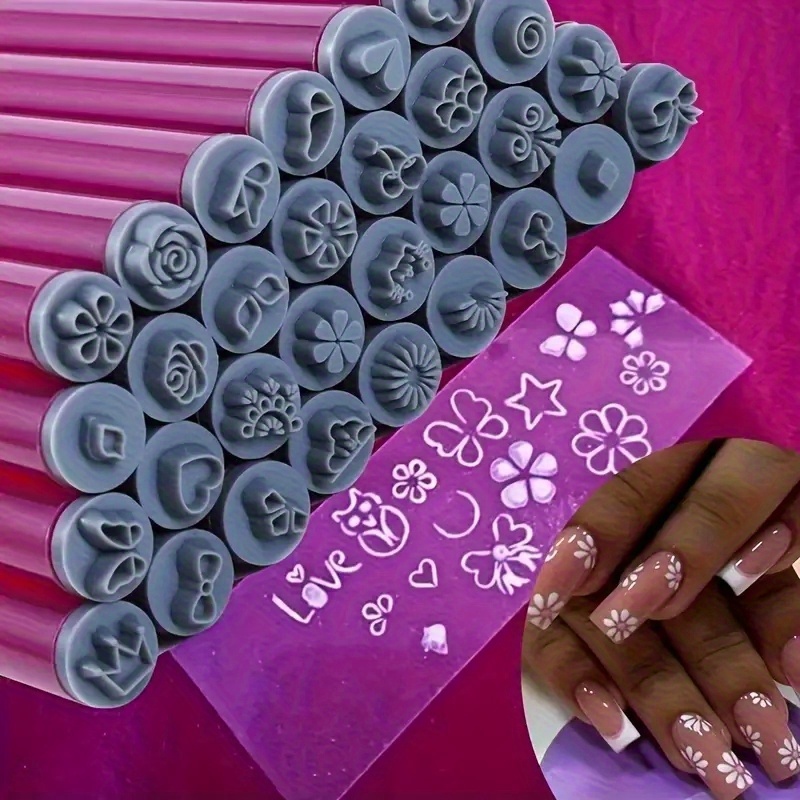 TEMU 15pcs Diy Nail Art Kit With 15 Floral Templates - Precision Nail Stamping Set For At- Manicure & Pedicure, Fragrance- Printing Tools, Hand & Foot Care Accessories For Salon-quality Nail Designs