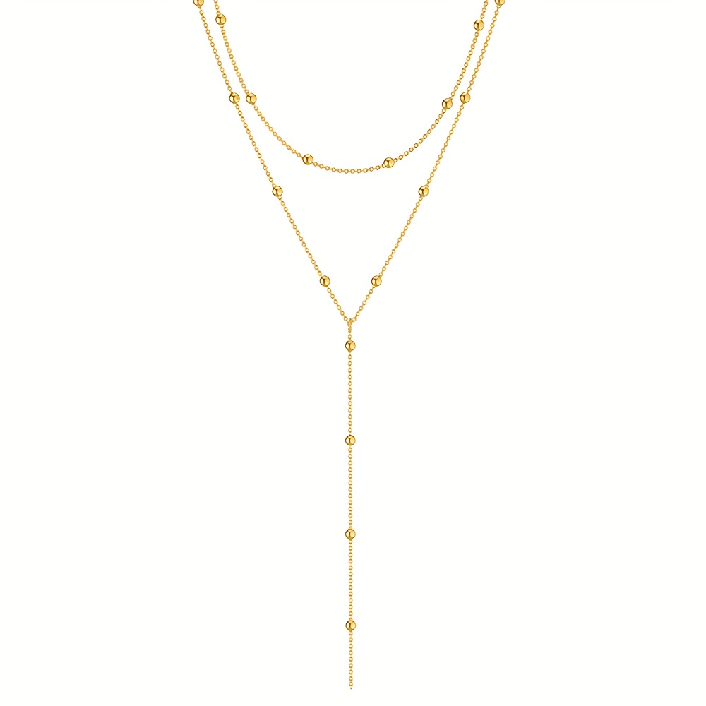 Image of Women's Fashion Easy Geometric Tassel Bead Clavicle Necklace Temperament Necklace Creative Long Style Jewelry