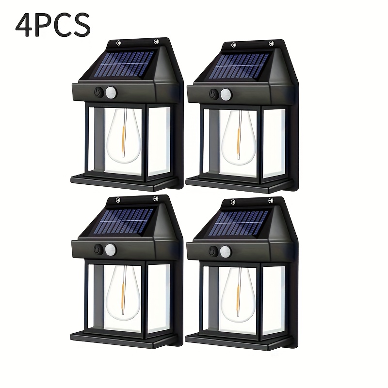 TEMU Set /4 Lampade da Parete Solari Commerciali Nuove - Illuminazione e di Area con di , 3 Modalit� di Luce, Accensione/Spegnimento Automatico dal