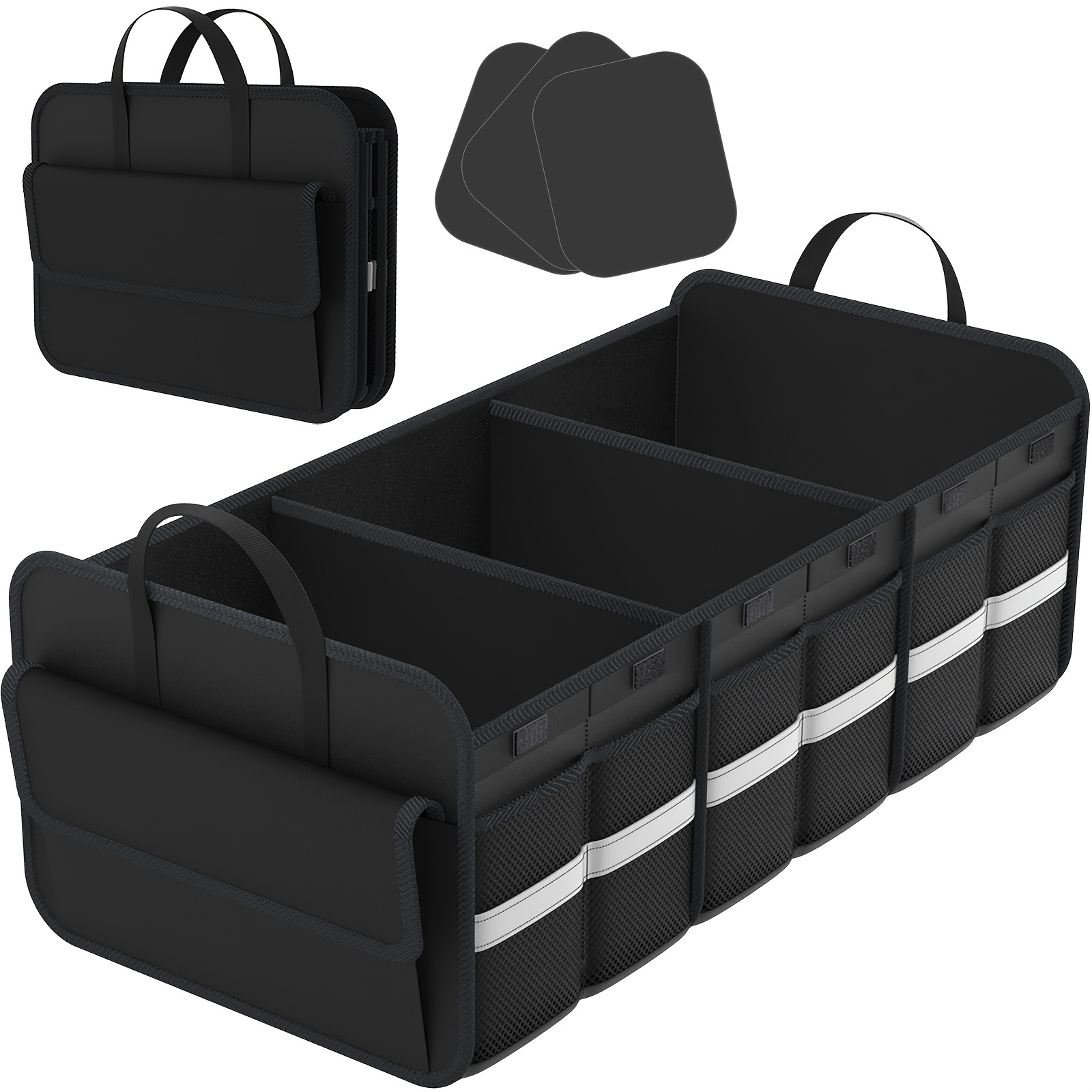 TEMU Trunk Organizer For Suv, Large Trunk Organizer For Car, Collapsible Multi-compartment Car Trunk Organizer, Sturdy Cargo Trunk Storage Organizer,