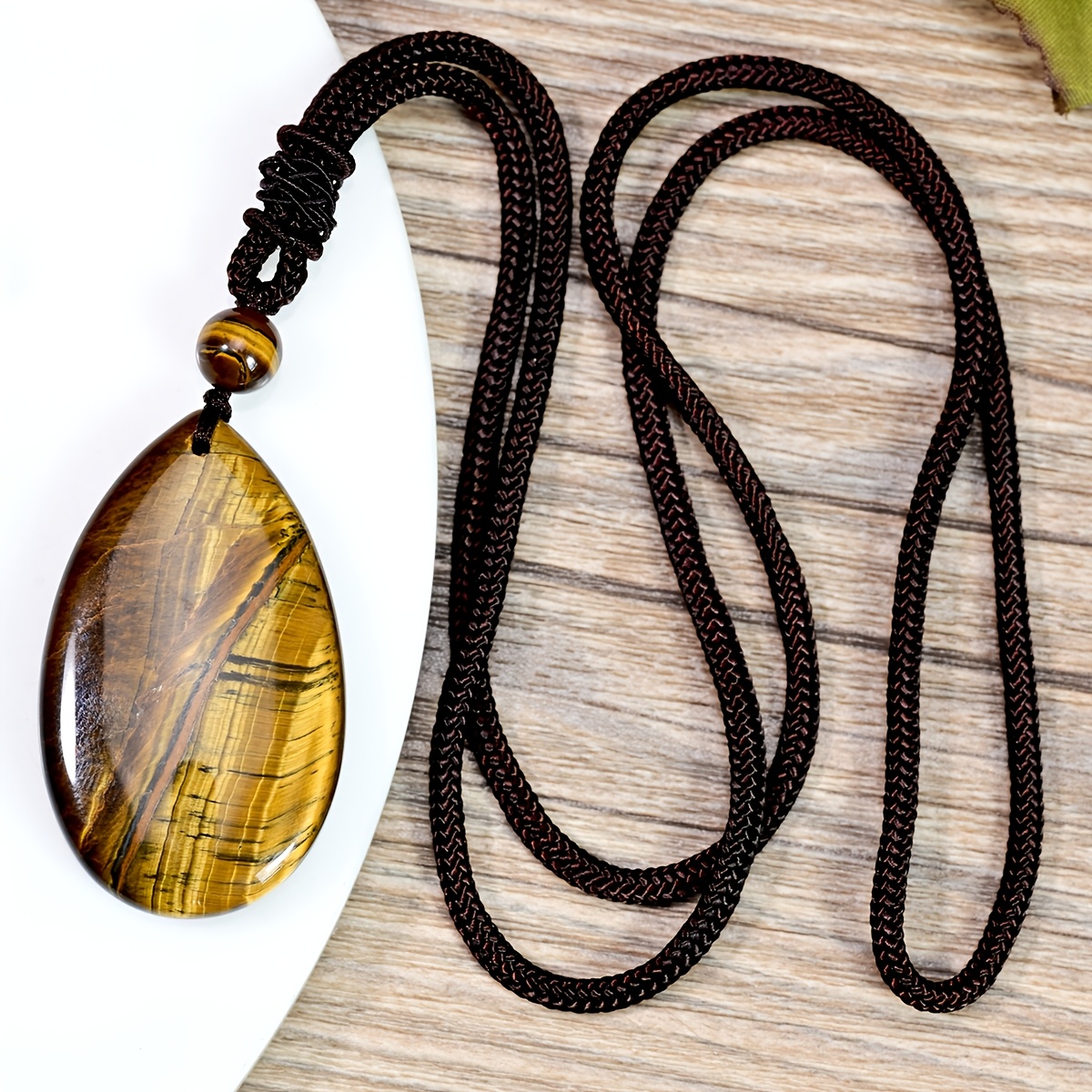 TEMU Vintage Natural Aaa Eye Pendant Necklace Unisex Bohemian Spring/summer Beach Style Festive Gifts Everyday Wear