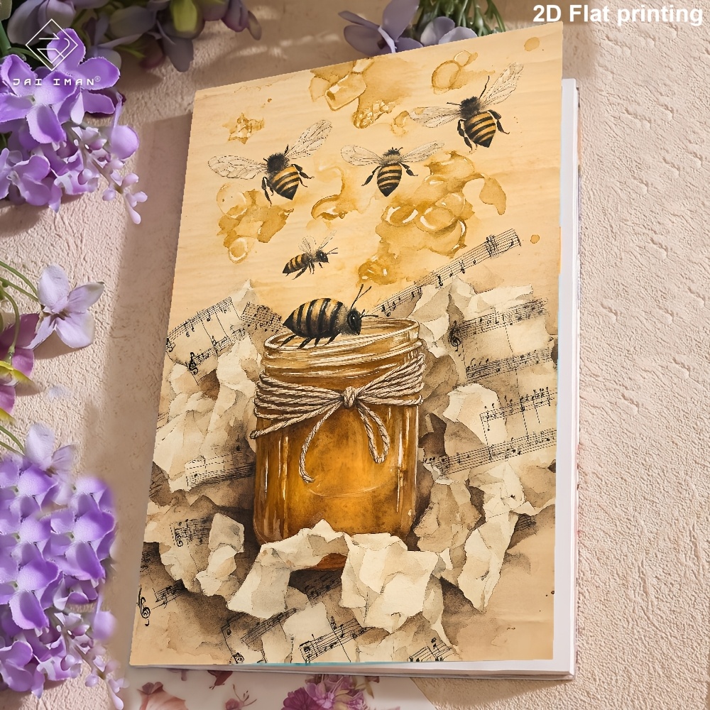 TEMU Jai Iman 96 Pages (non-repeating Patterns) A5 Size 2d Flatcolorful Page With Bee And Floral Style Notebook For Adventure Book, Junk Journal