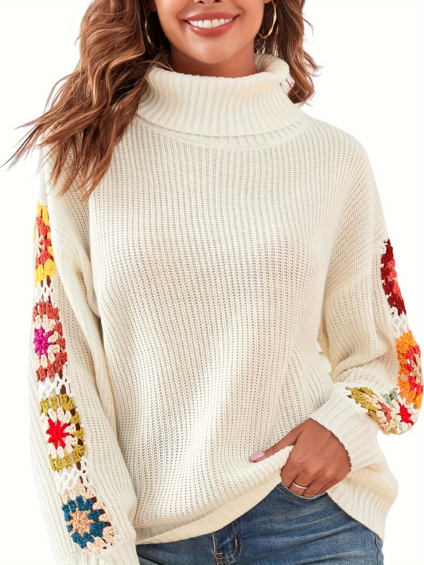 women's elegant acrylic knit sweater hollow long Temu Ireland