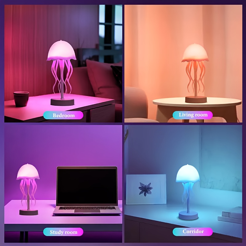 voice-controlled jellyfish lamp with dancing legs - touch sensor, multiple color  , ideal for bedside or table decor, desk decor light | animated jellyfish replica | usb powered lamp, perfect gift, festival decorations, home lighting, modern decor, plastic construction,  ,  , gift ideas Product details 6
