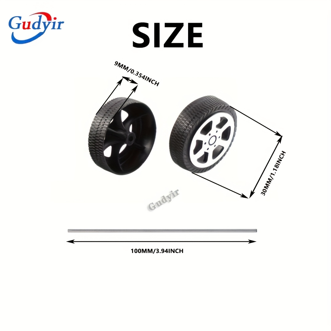 30 piezas ruedas 2mm diámetro eje ruedas de plástico con 15 piezas eje   redonda ejes para modelos de juguete rc coche camión artesanía (1.9x9x30mm) Detalles del producto 1