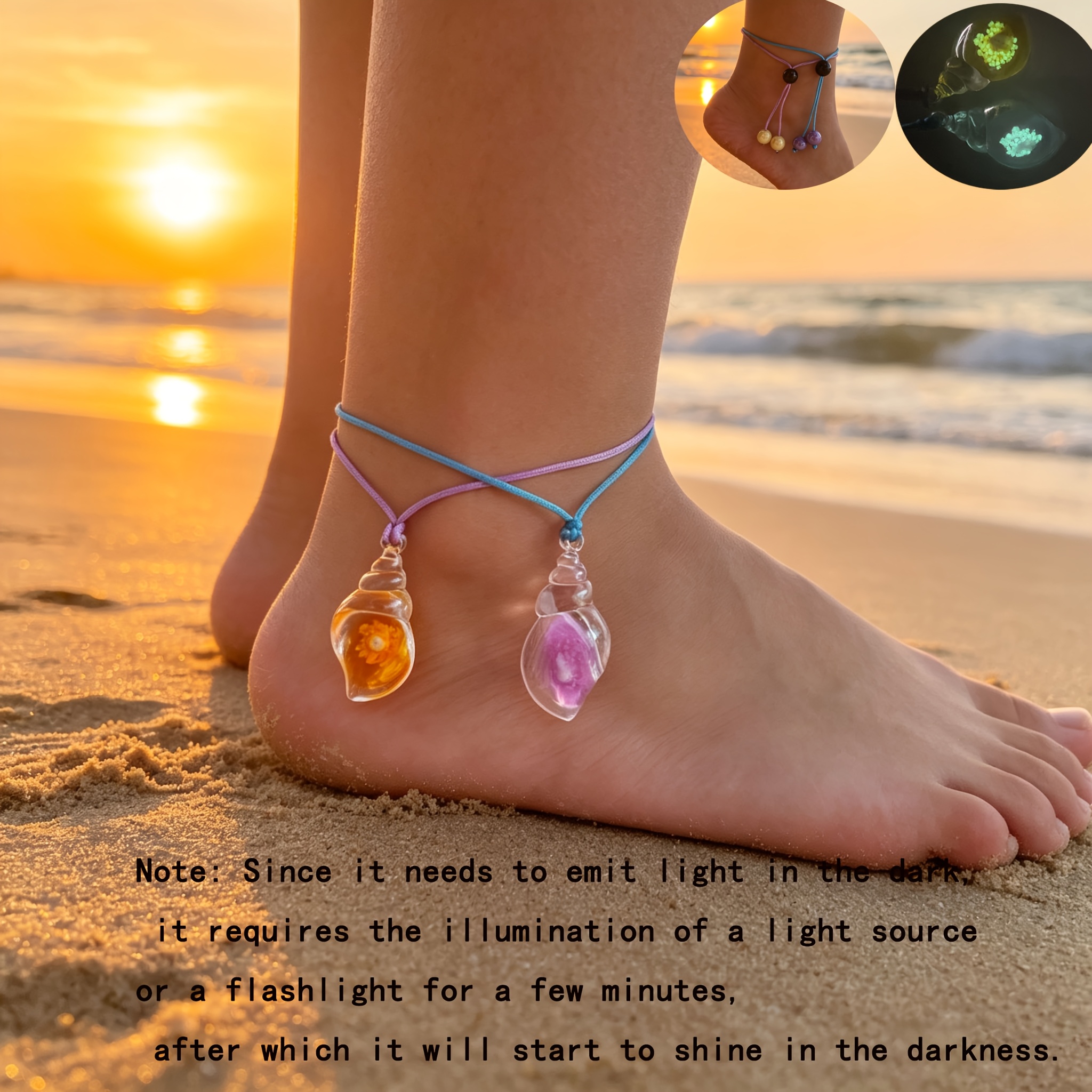 2pc Glow Seashell Necklaces, Romantic Nighttime Essentials