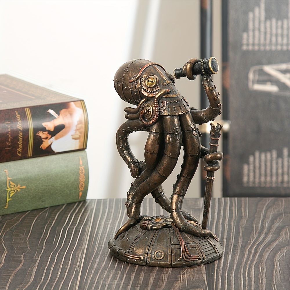 

Vintage Steam Punk Octopus Statue: Resin Art Decoration For Home Or Office