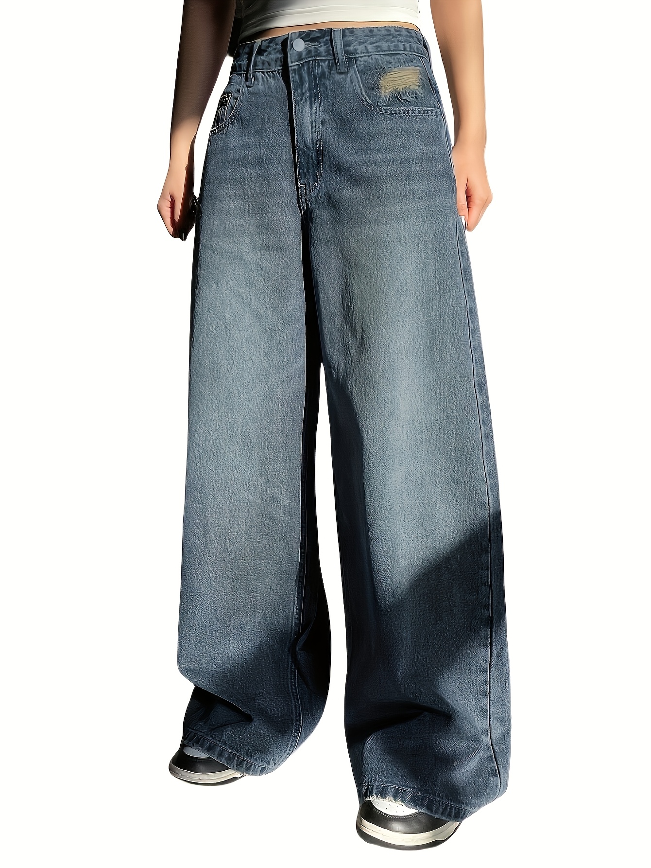 loose fitting blue vintage style jeans a zipper - Temu South Africa