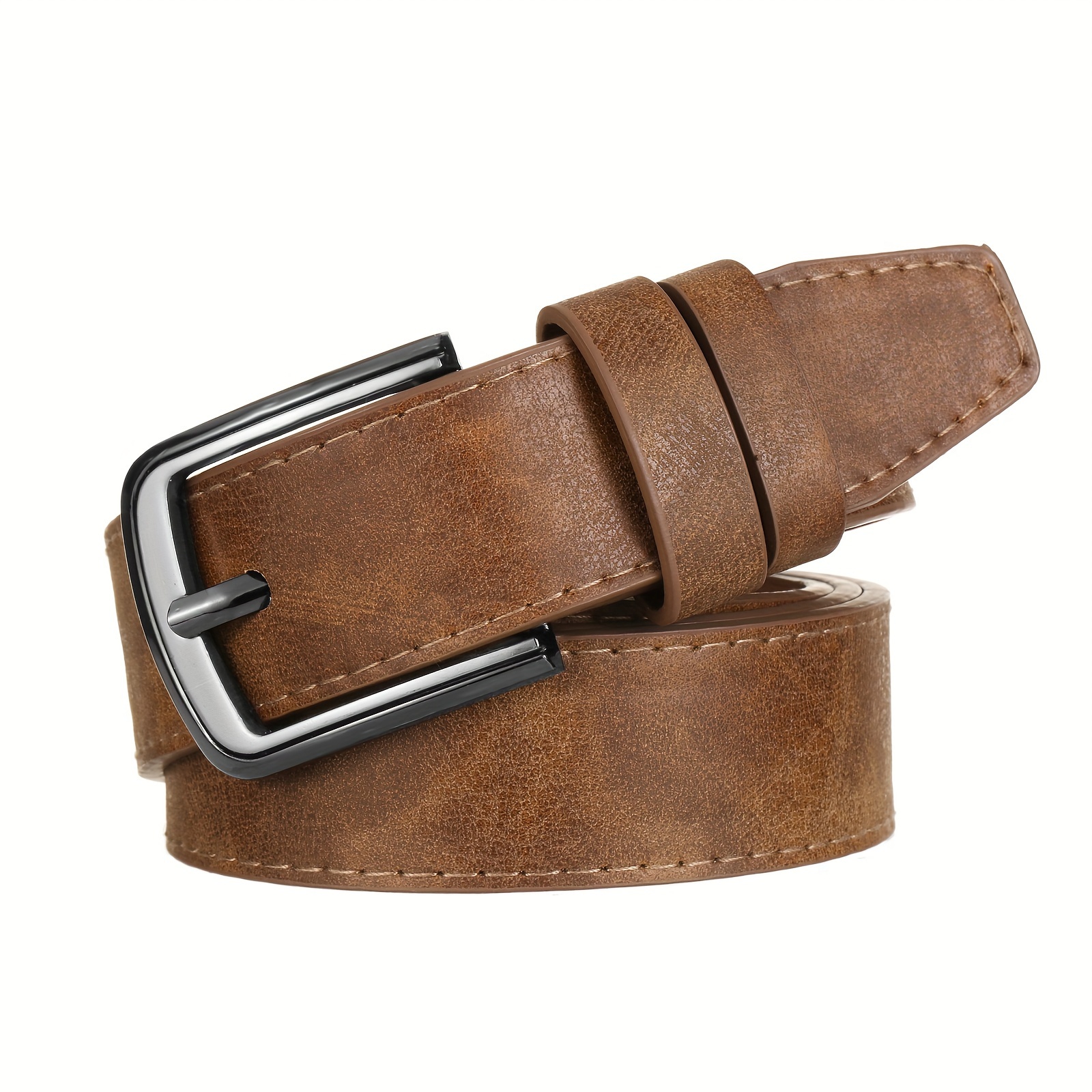 Stylish Wide Stitching Alloy Buckle Belt for Men - Durable, Adjustable, and Comfortable Accessory for Jeans and Trousers - Perfect for Daily Wear, Sports, and Casual Occasions