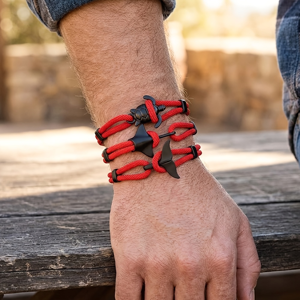 item picture leisure 3pcs set adjustable rope bracelet men outdoor holiday daily wristband handmade weaven nylon   jewelry accessories