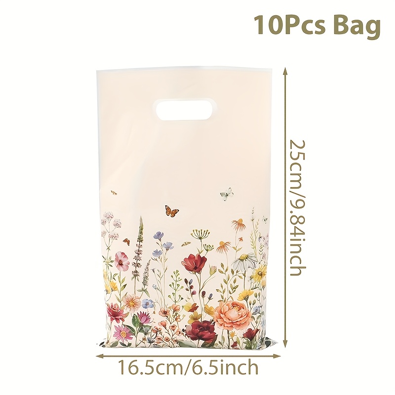 TEMU Cadeau pour elle/lui 10/25/50pcs, Sacs cadeaux à main de fleurs , Sacs à suspendre sur le thème des fleurs avec motif de feuille et de papillon