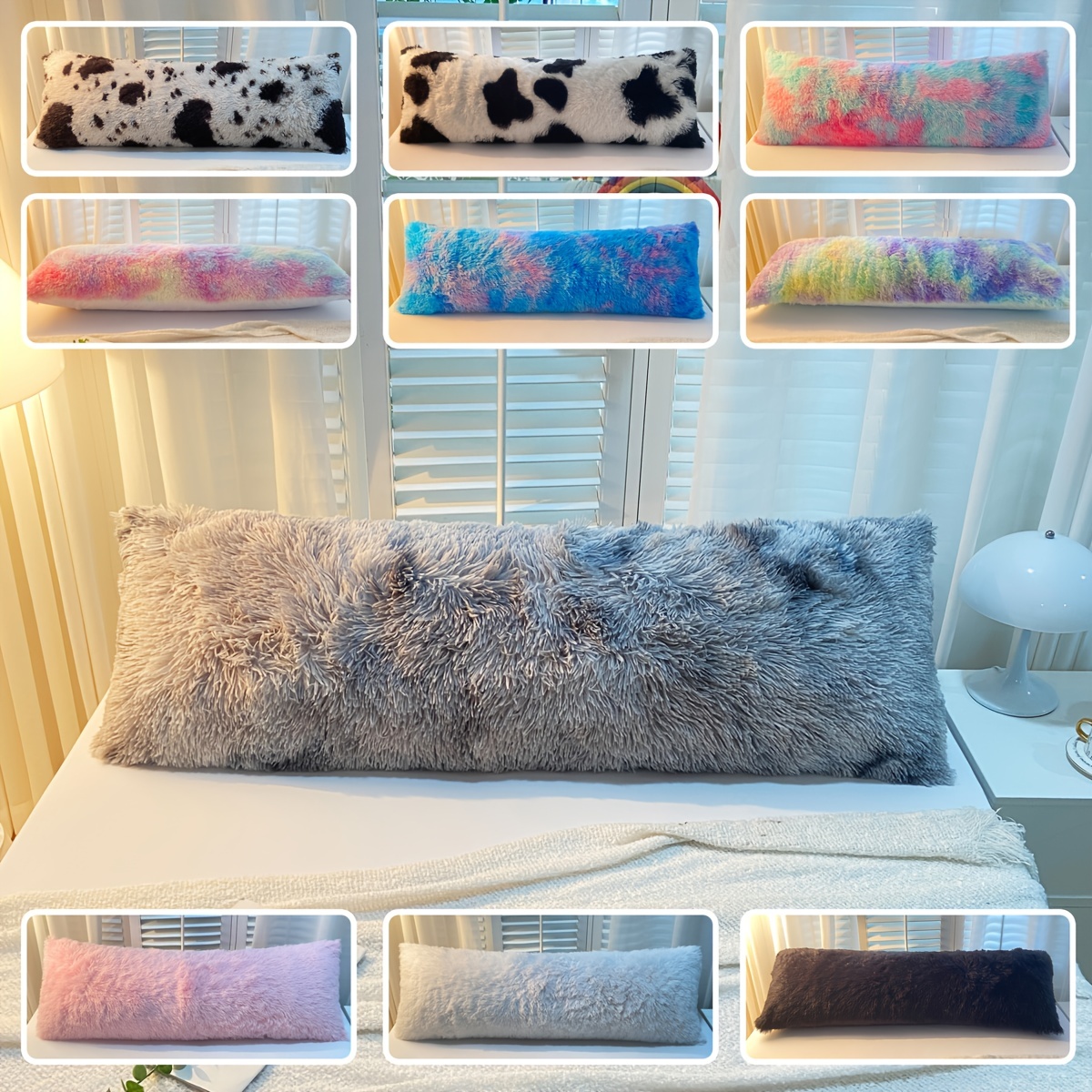 1pc Faux Fur Fluffy Body Pillow Cover - Luxurious Shaggy Plush Decorative Pillowcase with Zipper Closure, 100% Polyester, Machine Washable, Perfect for Bed or Sofa Decor, Cozy Home Decor | Plush Pillow Cover | Zipper Pillowcase, Pillows for Bed