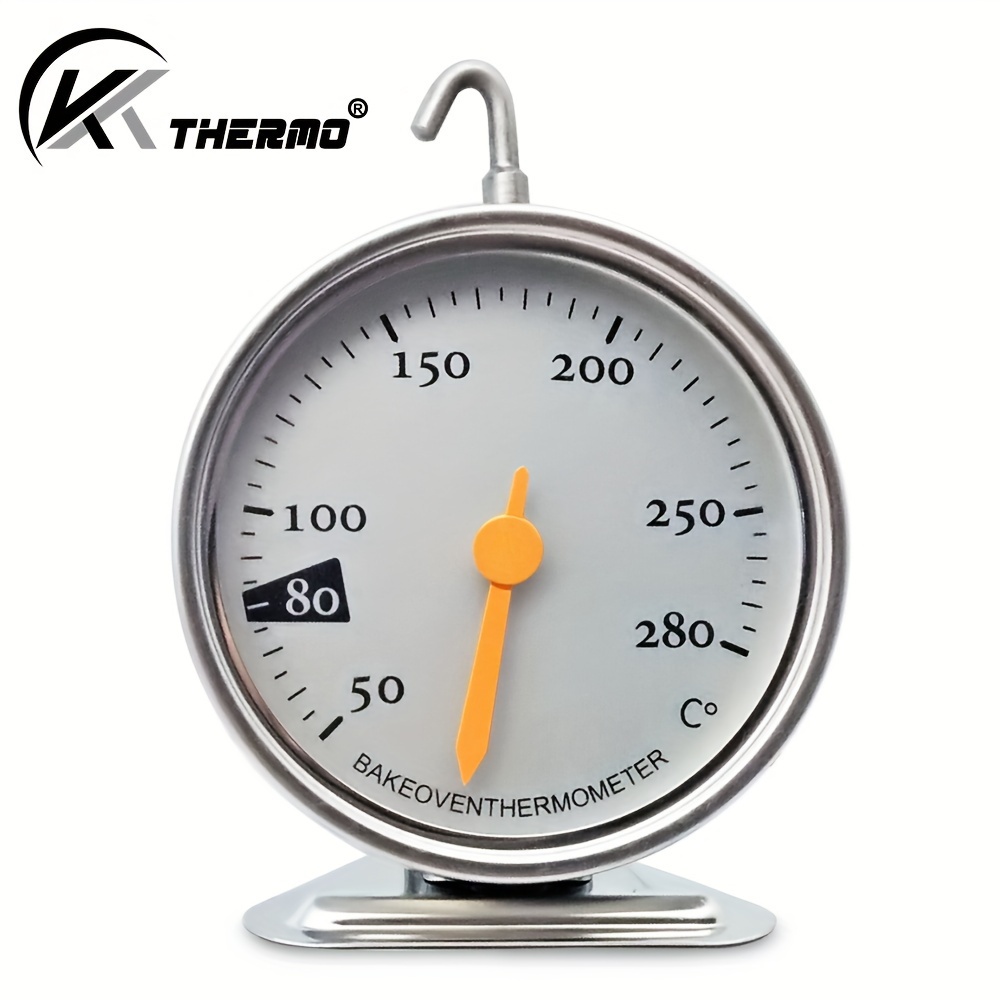 Image of 1pc Oven Thermometer With 360° Hook, Stainless Steel And Glass Lid, For Home Kitchen Cooking Meat Easy-to-use Baking Tools Foods