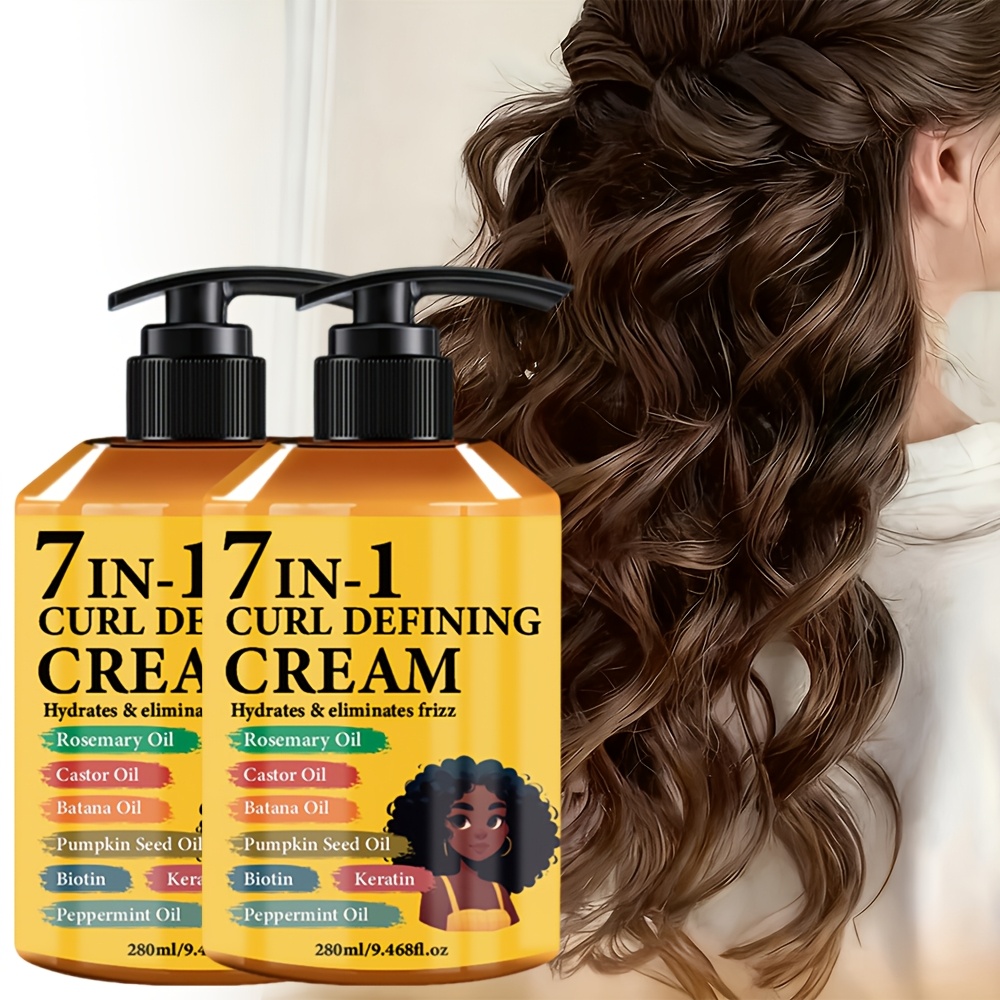 Image of 7-in-1 Moroccan Argan Oil Styling Cream For Curls: , Enhances Elasticity, Moisturizes, And Provides Long-lasting Styling. Suitable For Dry And Curly Hair. Castor Oil Styling Cream For Curls