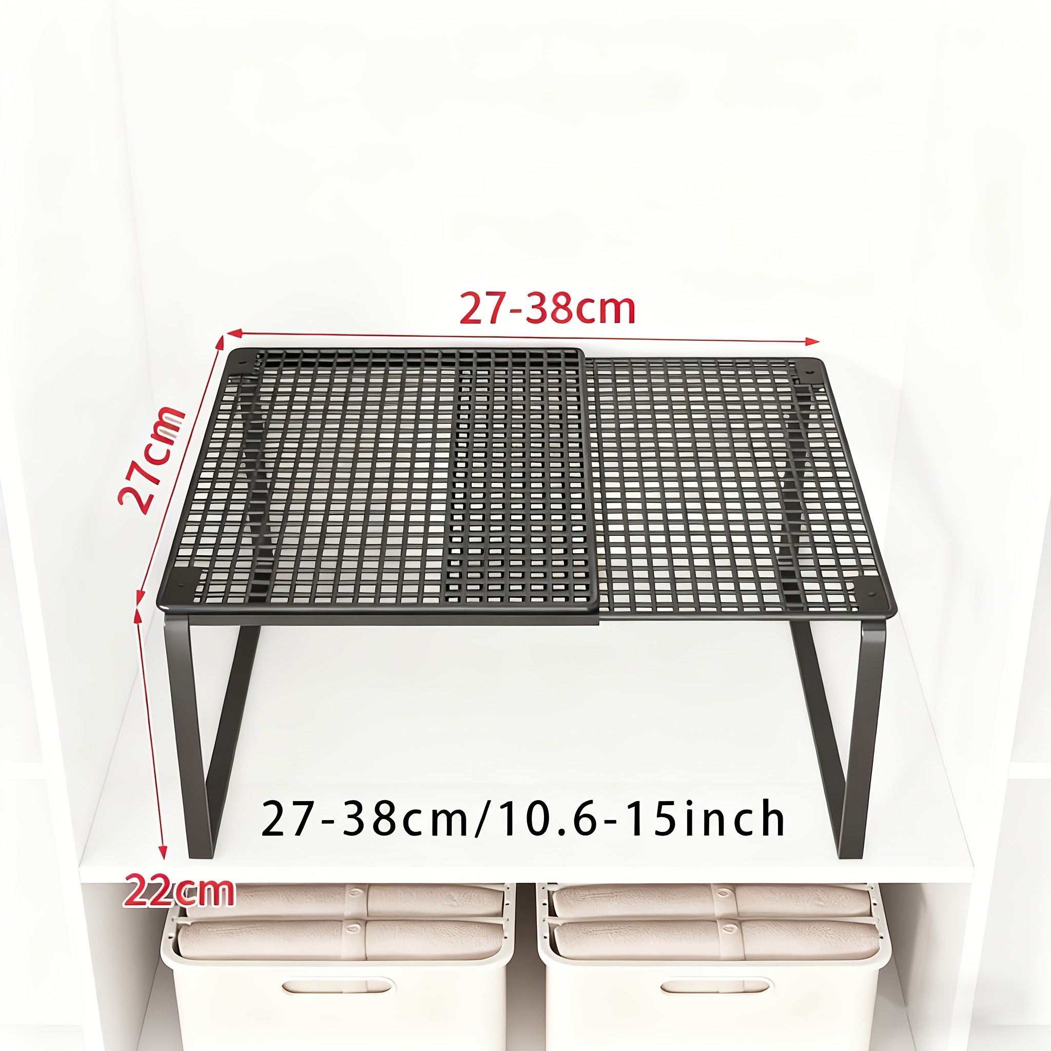 TEMU Heavy-duty Adjustable And Expandable Wardrobe Storage Rack - Space-saving Stackable Metal Storage Rack, Polished Treatment, Kitchen, Bedroom,