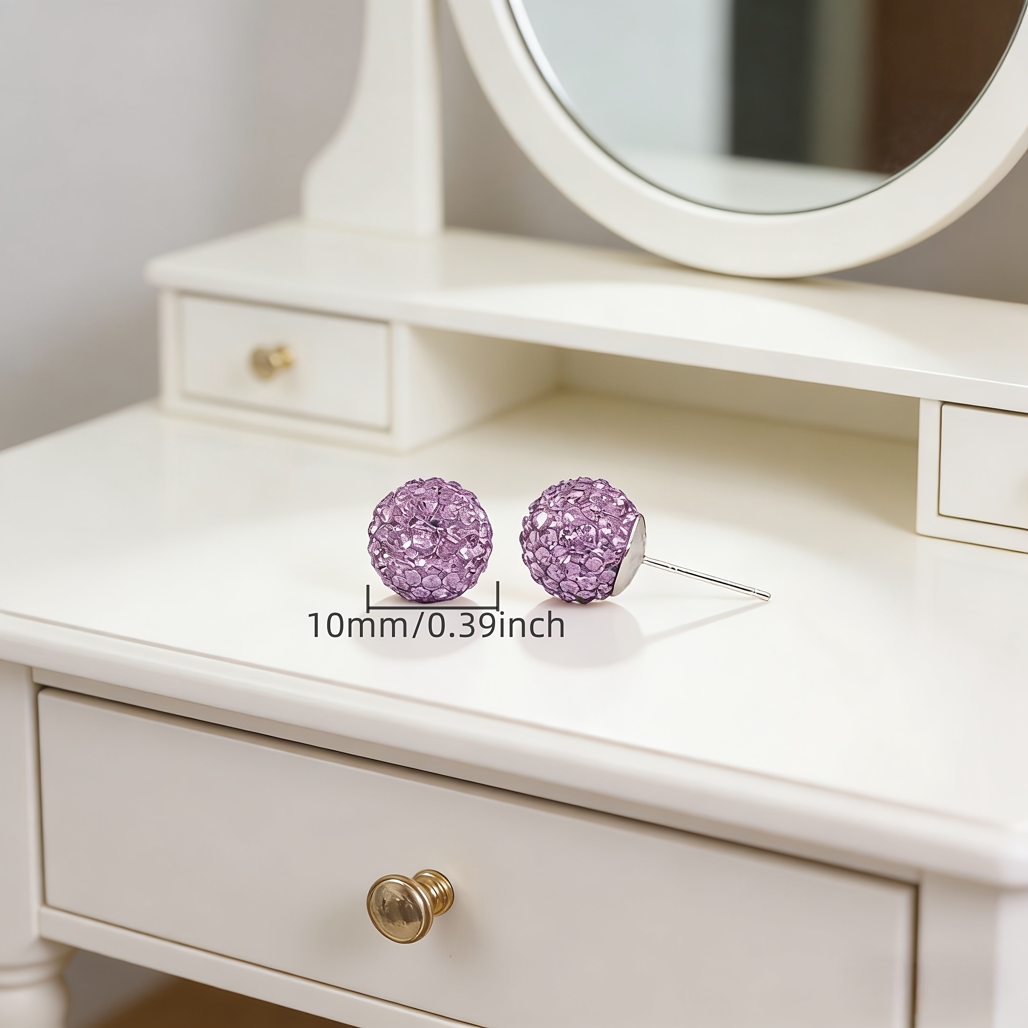 Lavender and Pink Rose Stud Earrings, Unique Macaron Design