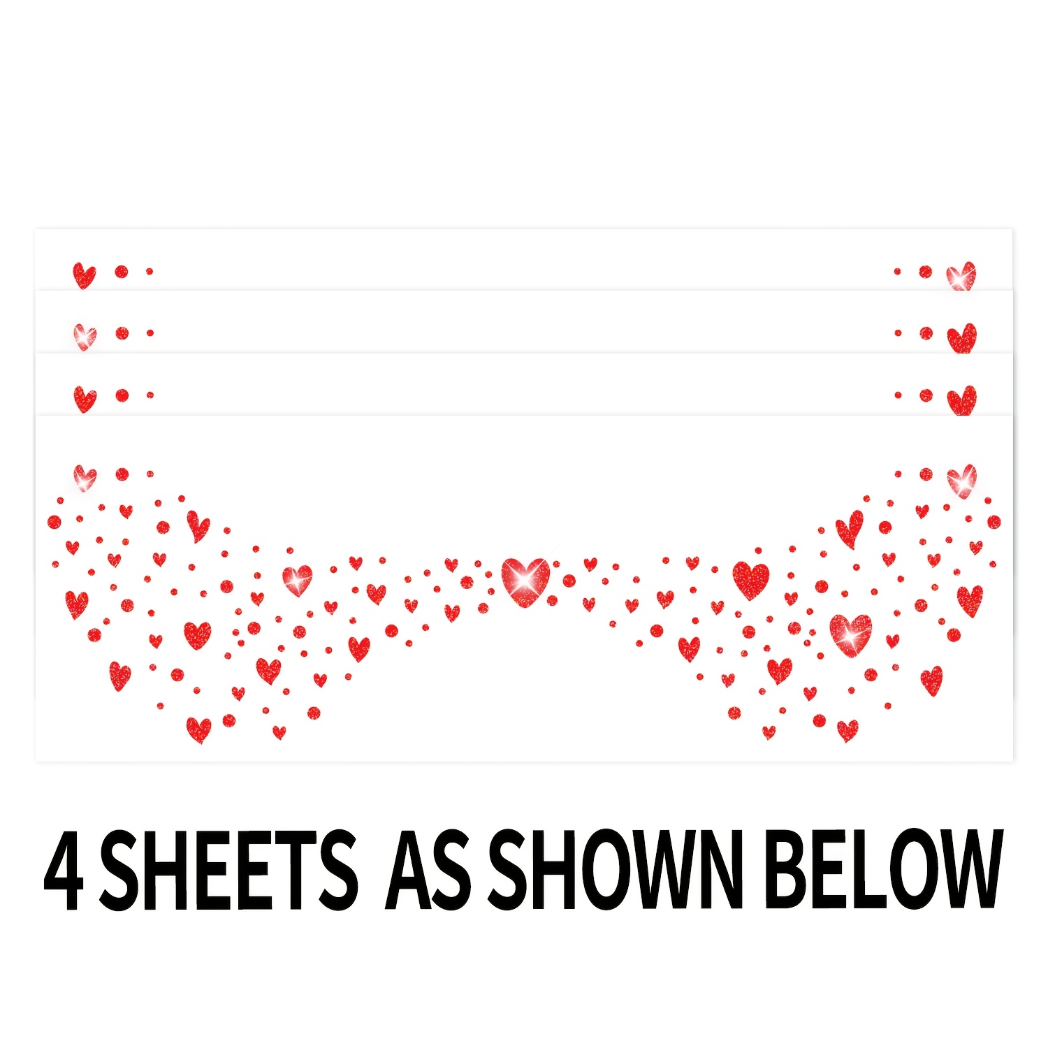 Image of 4 Sheets Of Waterproof And Easy-to- Glitter Heart Freckle Face Stickers, Makeup Stickers For Freckle Placement, Red Heart Tattoos