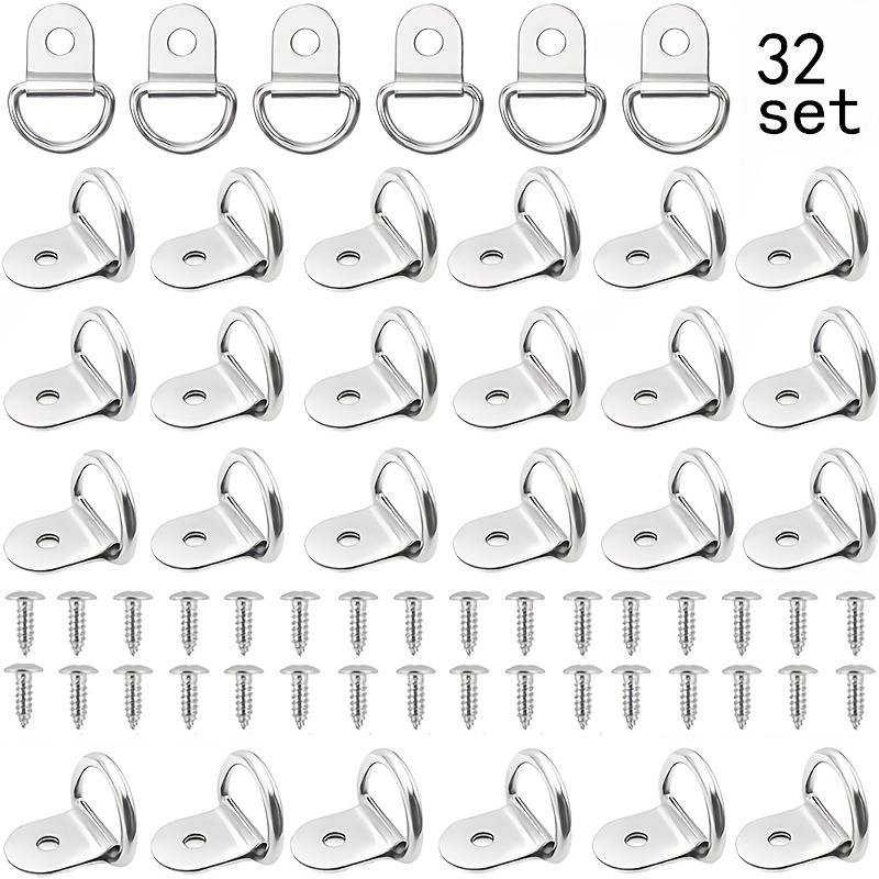 TEMU 32 Stainless Steel D-rings   32 Stainless Steel Screws, Type D Rings, 304 Stainless Material Rings, Trailer , Anchor Hooks
