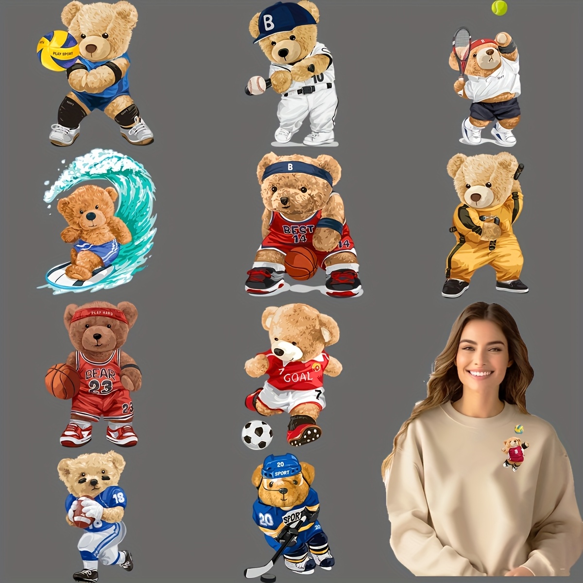 12개 스포츠   열전달 비닐 데칼, diy 티셔츠, 마스크, 청바지, 배낭용 dtf 다림질 패치, 세탁 가능한 플라스틱 어플리케