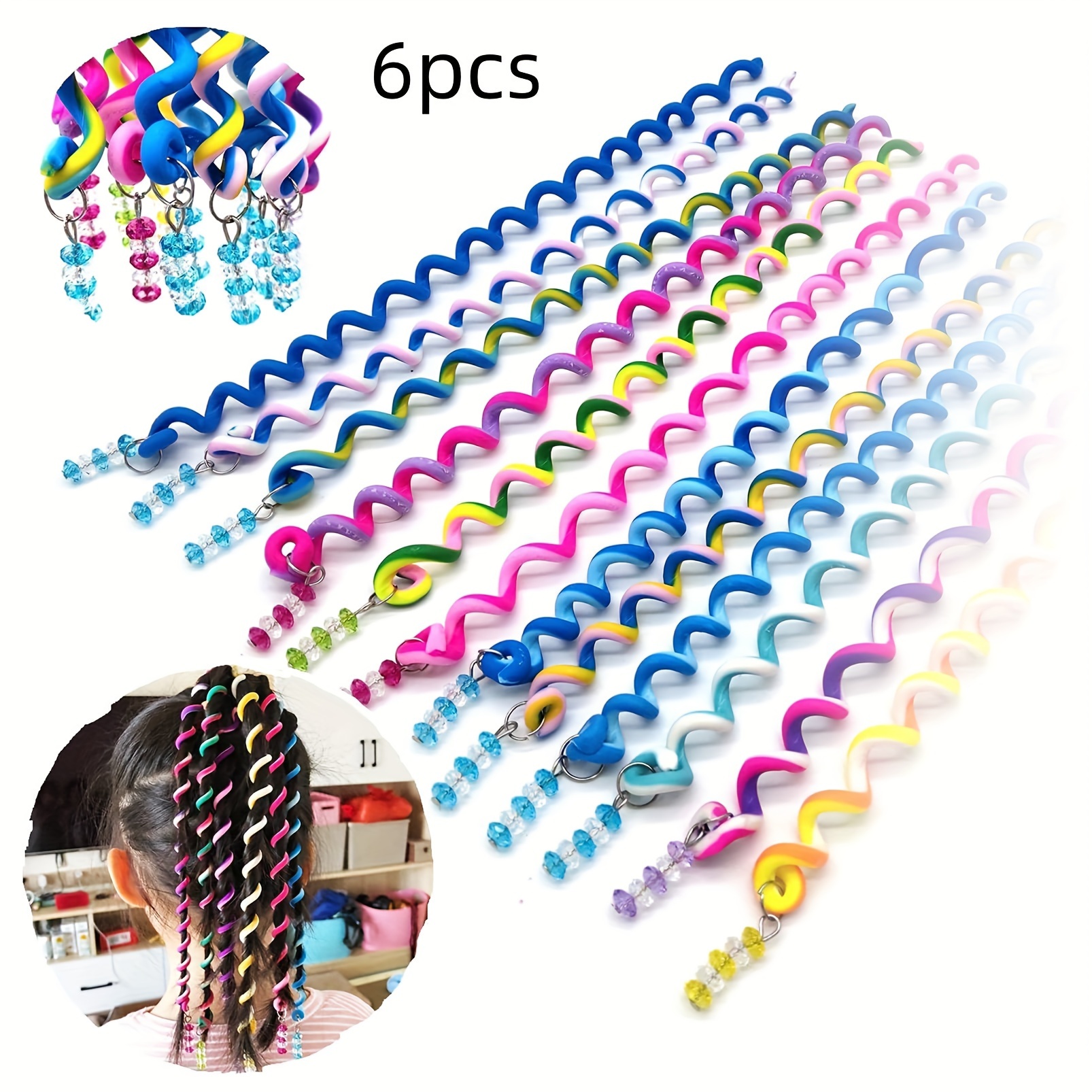 TEMU 6pcs Hair Braiding Beads Tool Set , Styling Accessories With , For Parties & Birthdays - Tools For Hair Type Effects