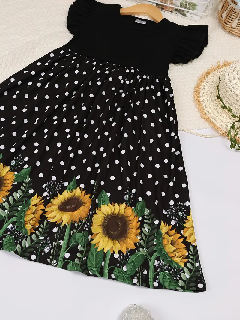 girls summer sunflower print dress sleeves black - Temu girls summer sunflower print dress sleeves black - Temu