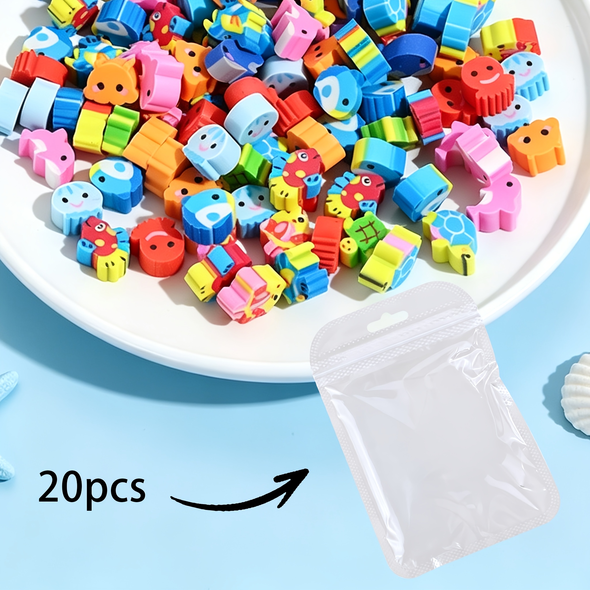 TEMU Set casuale di 20 mini a forma di animali marini in colori e assortite, per feste, regali di compleanno e idee regalo per il a scuola, assortiti