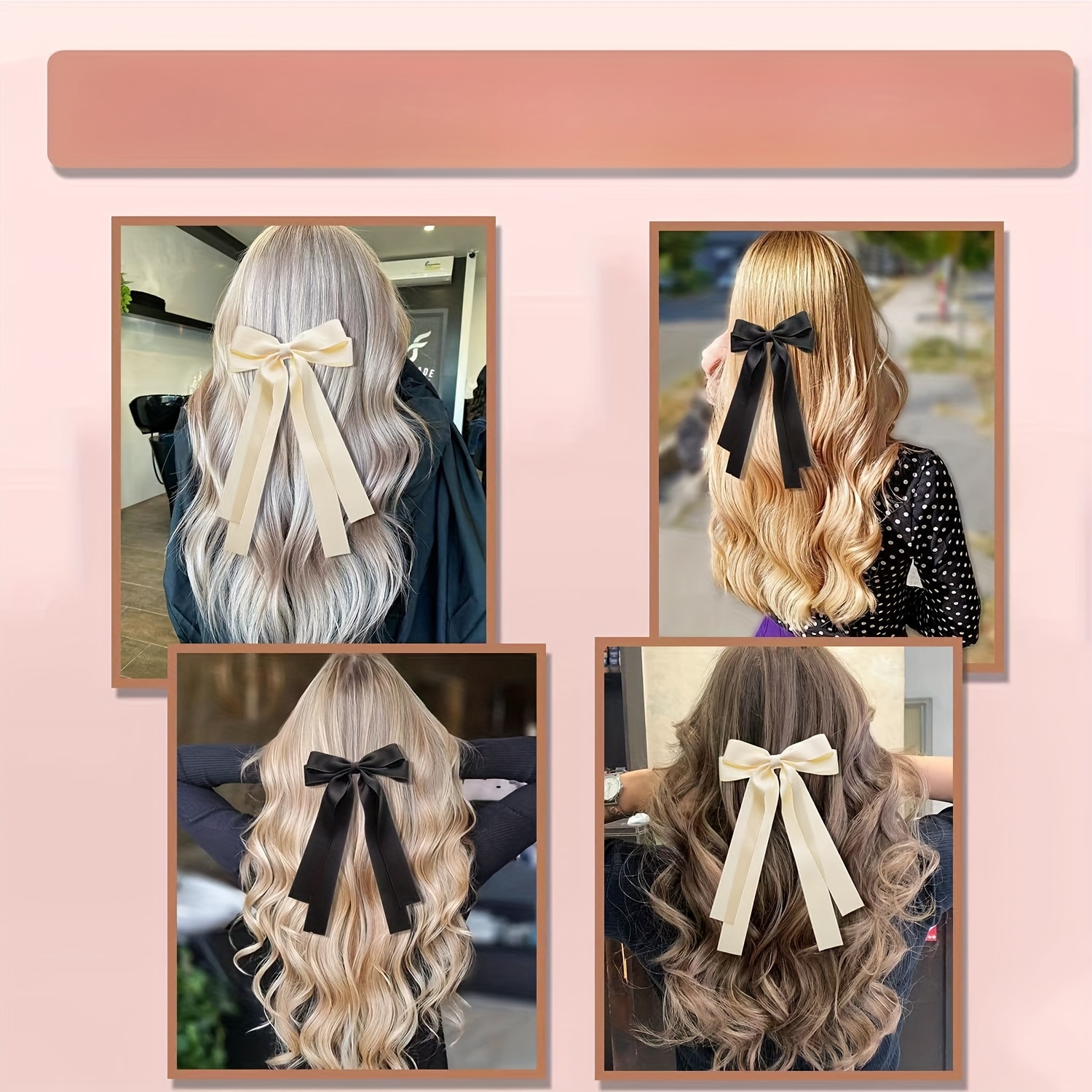 

1pc Elegant Ribbon Bowknot Shaped Hair Clip Barrette Stylish Hair Accessories For Women And Daily Use, Double-layer, Long, Hair Tie