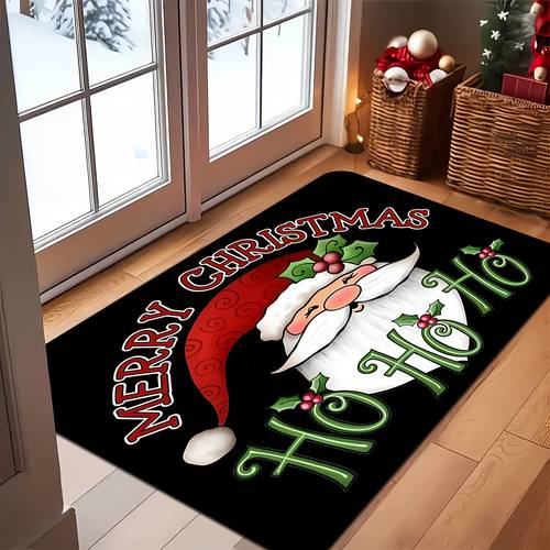 doormat doormat 1pc santa claus welcome mat machine washable thickened flannel suitable for christmas entryway soft floor suitable for bathrooms living rooms kitchens offices holiday decoration gift with santa design entry