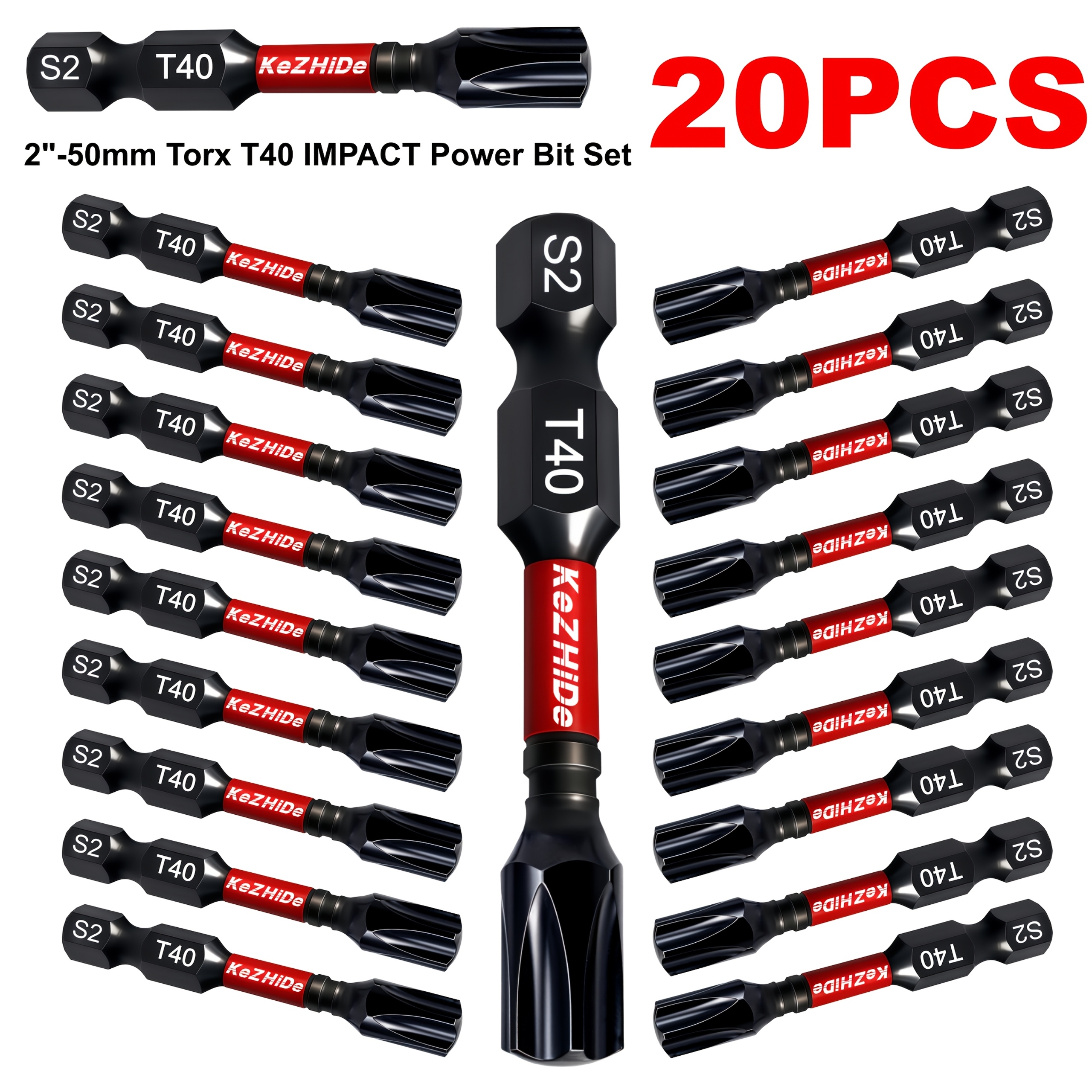 T40 Torx Impact Drill Bit S2 Steel Hrc61 Magnetic 2-inch Drill Bit - Anti-camout, 99x Extended