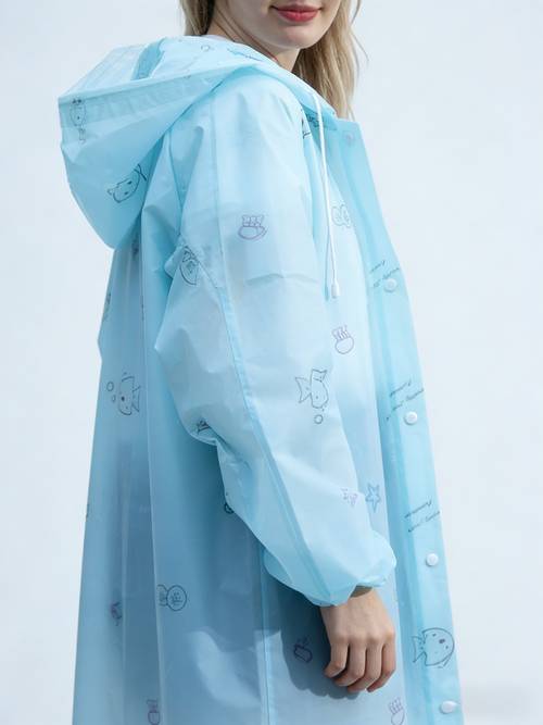 cartoon print long length hooded raincoat outdoor portable rain gear suitable for outdoor hiking amusement park concerts