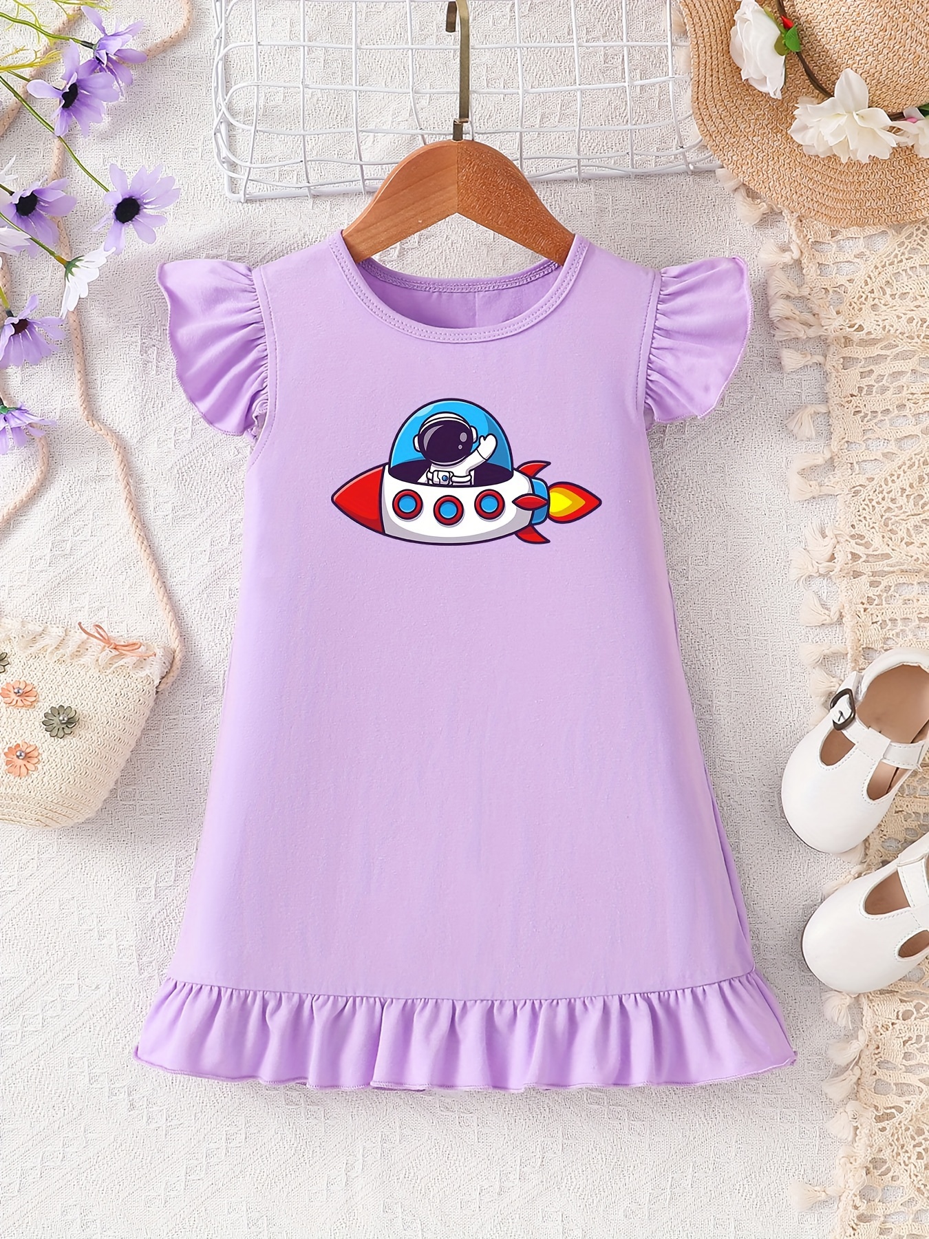 cute anime astronaut rocket graphic print girls' loose Temu