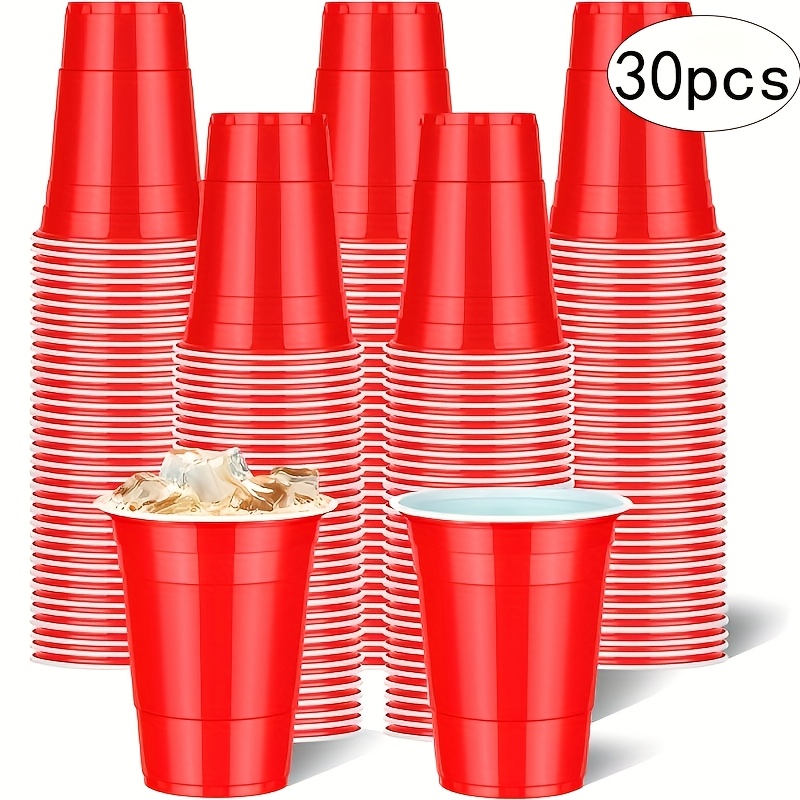 Image of 30pcs 16oz, Disposable Red Party Cup Bulk Red Beverage Party Camping Indoor/ Drinking Cup Suitable For Birthday Parties Wedding Valentine's Day Easter New Year Party Supplies