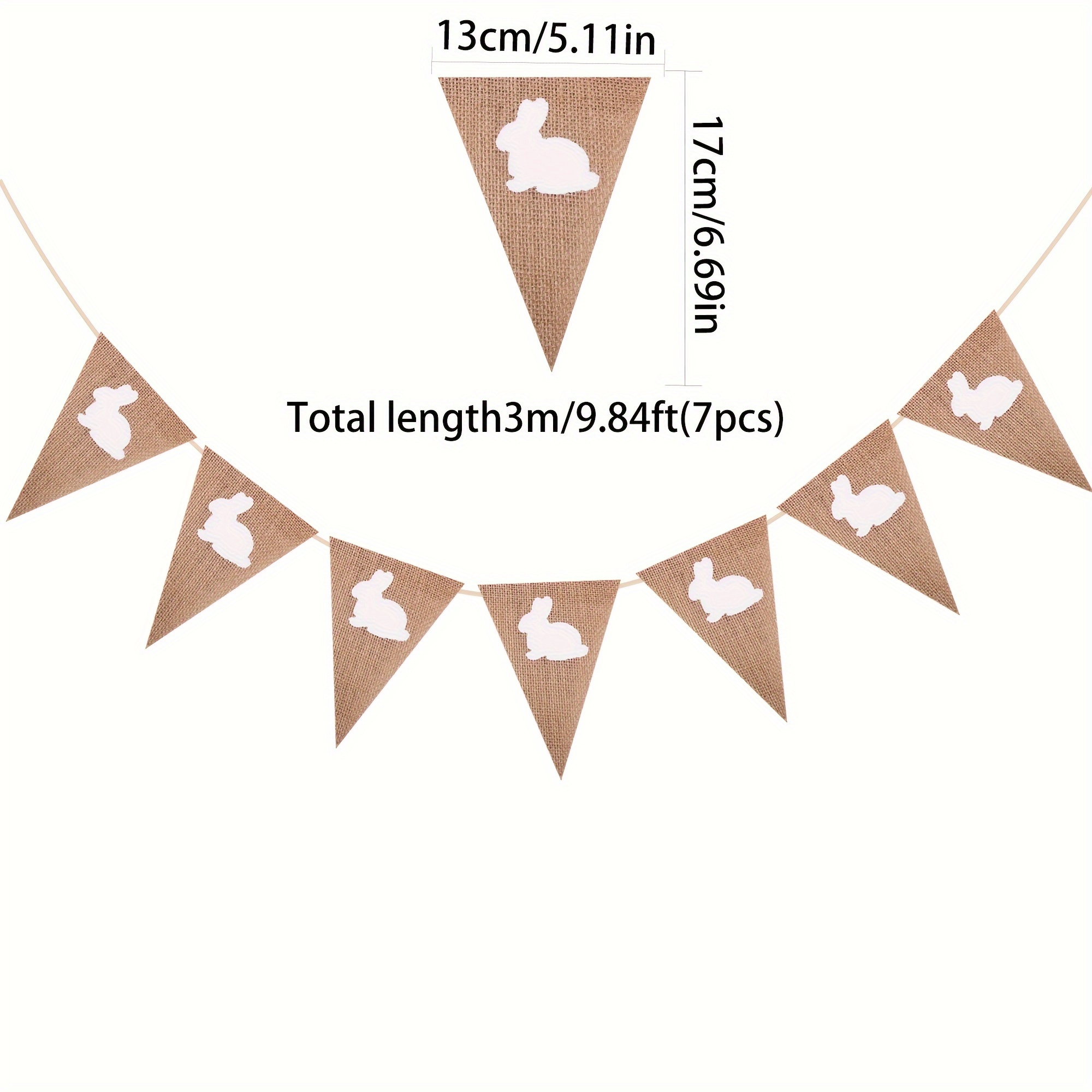 Easter Bunny Burlap Triangle Flag - Colors, Fabric Party Decor For Garden & Picnic Gatherings